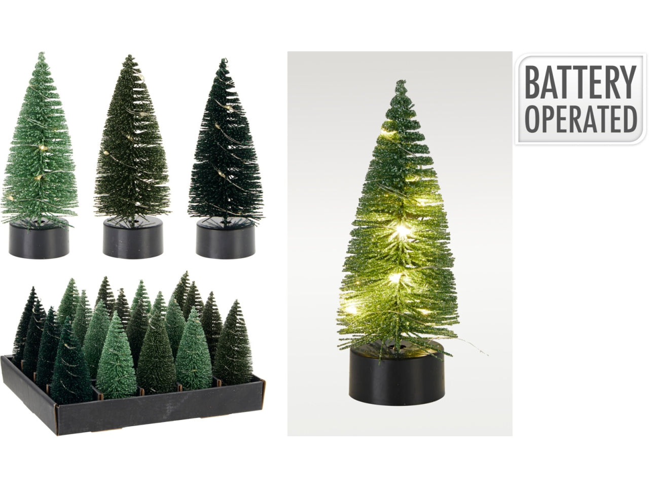 Albero natalizio 13cm con led, 3 assortimenti