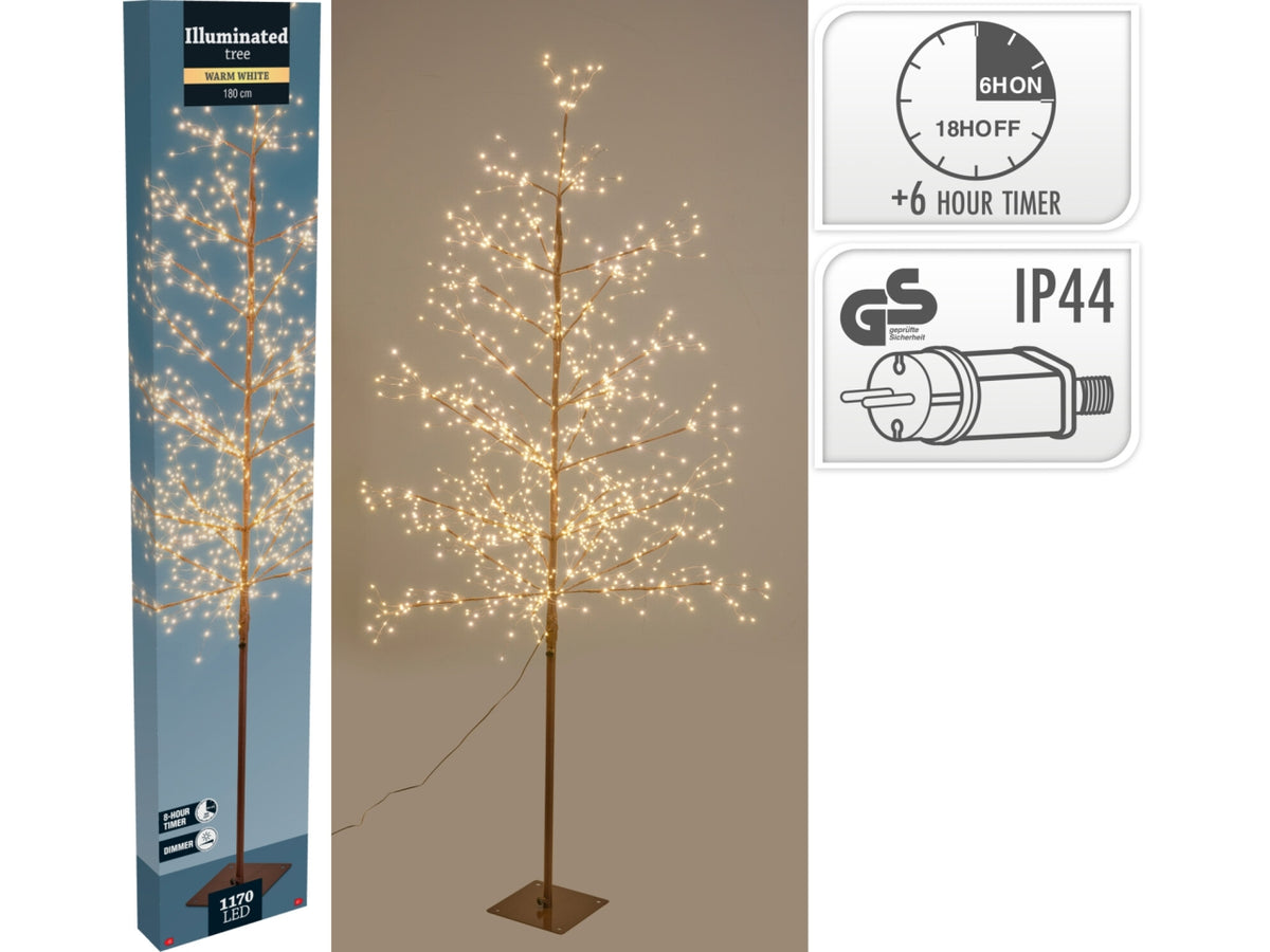 Albero di Natale 180cm con 1170led bianco caldo