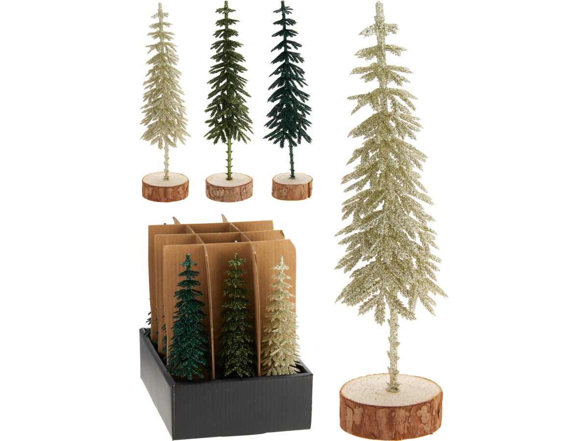 Albero natalizio glitterato 18cm, 3 colori assortiti