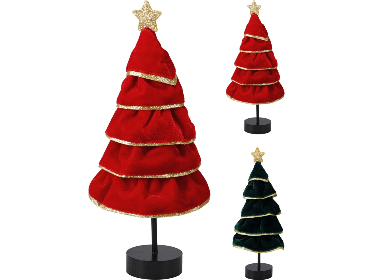 Albero natalizio in velluto 29cm, 2 colori assortiti