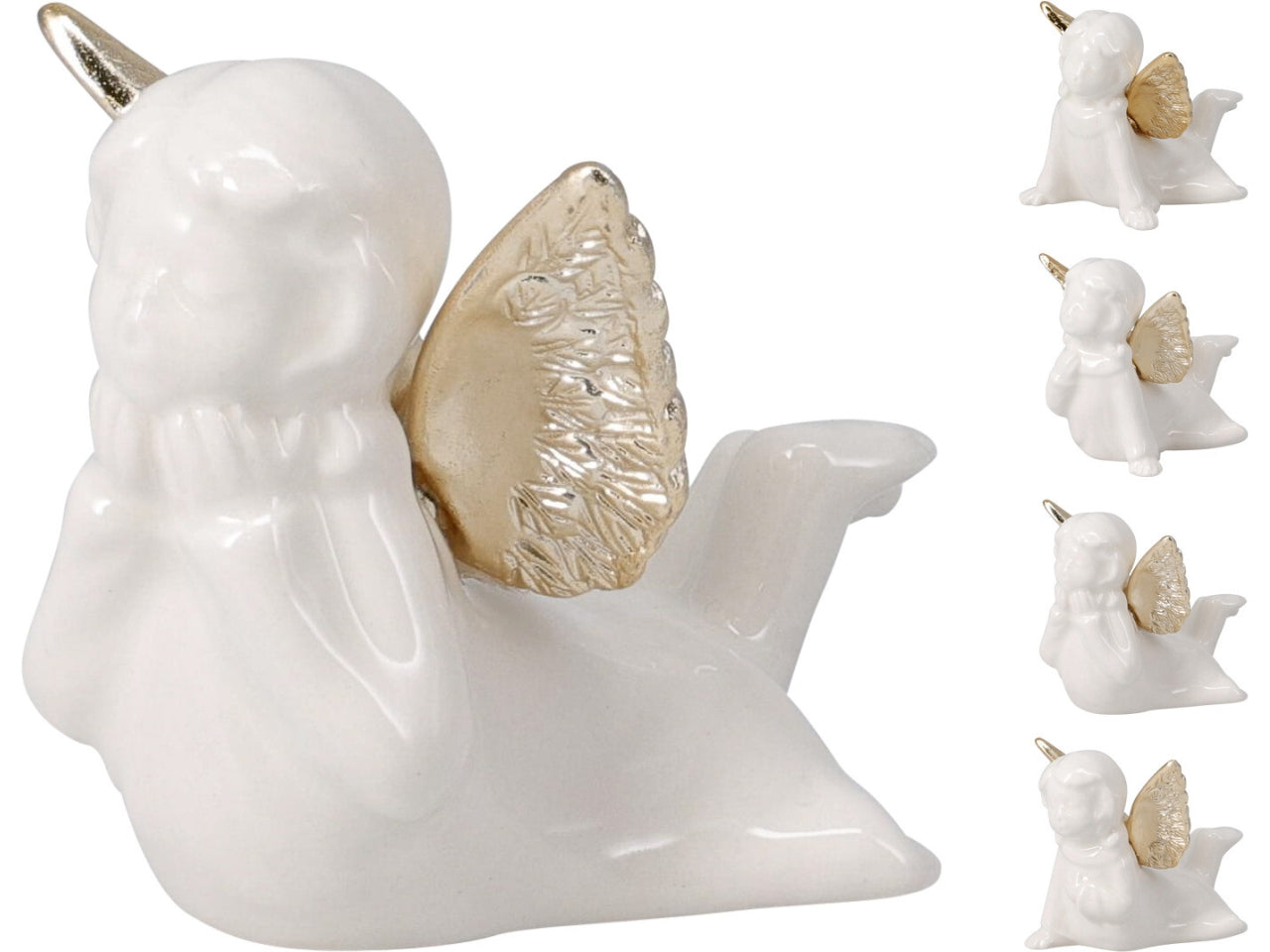 Angelo natalizio bambina 8x6x6cm per presepe, 4 fantasie assortite