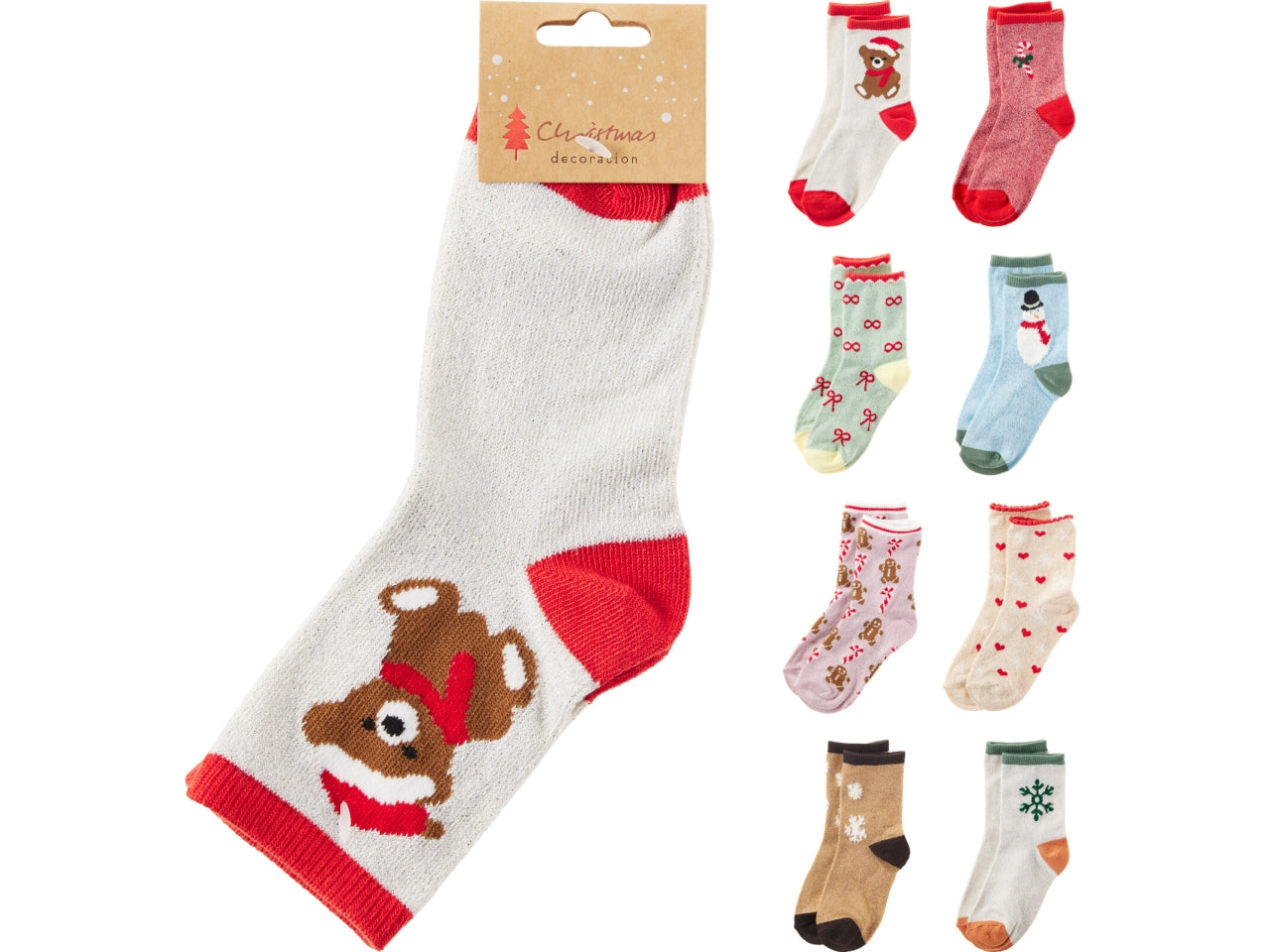 Calze natale da bambino, 8 fantasie assortite