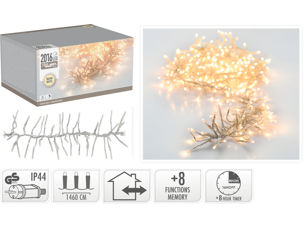Catena luci natalizia 2016led bianco caldo con giochi di luce, uso interno/esterno