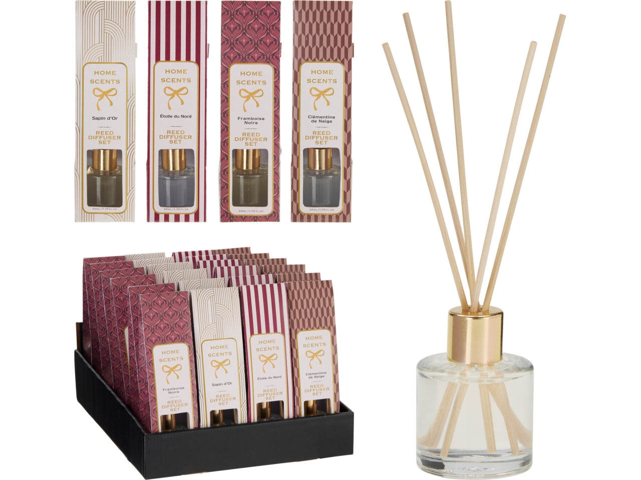 Diffusore natalizio con bastoncini 50ml, 4 fragranze assortite