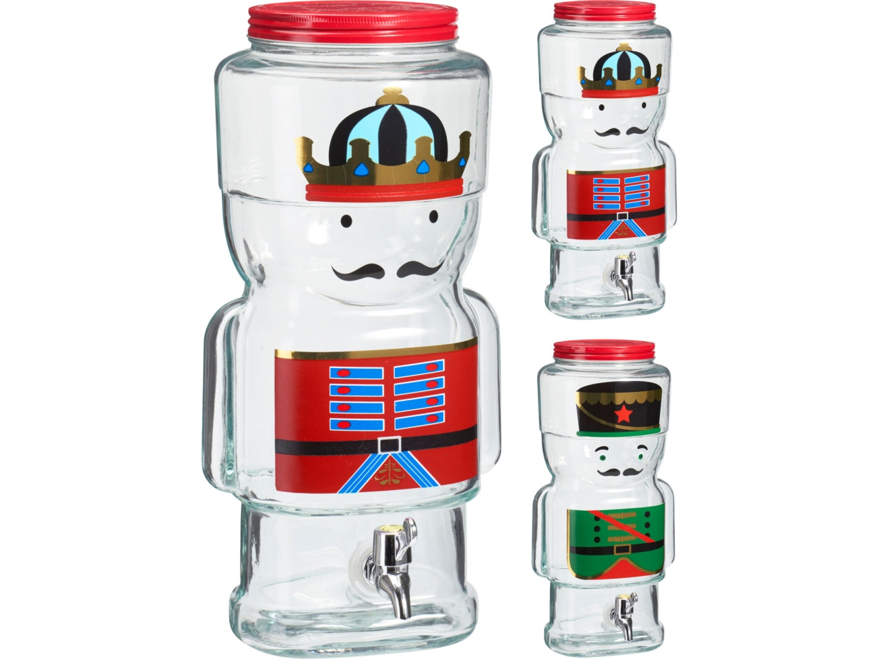 Dispenser soldatino per bevande in vetro, 2 fantasie assortite