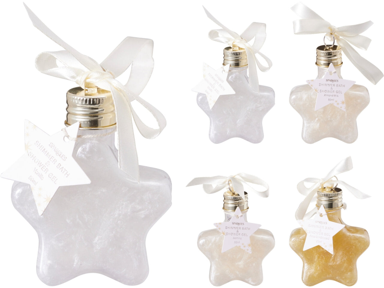 Gel bagno e doccia natalizio a forma di stella, 4 fantasie assortite