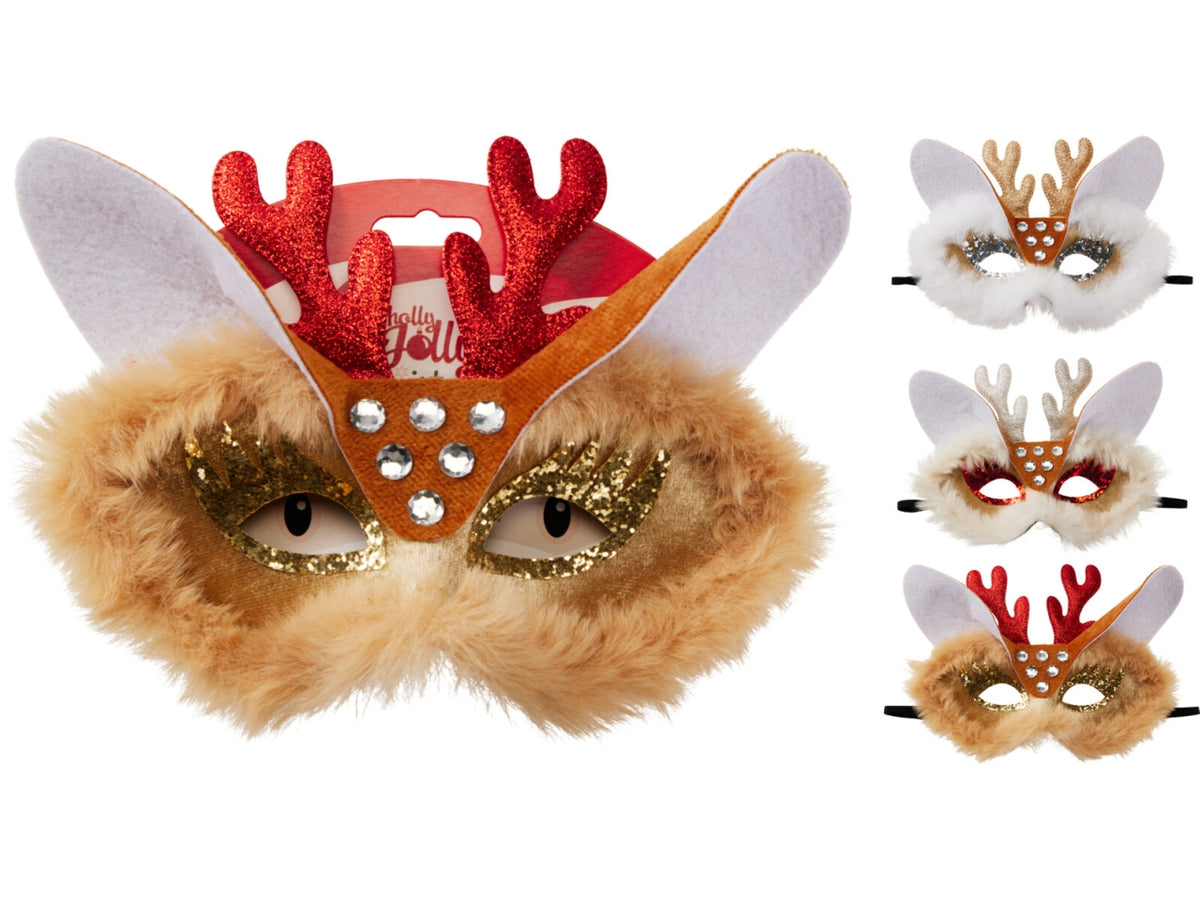 Maschera natalizia da renna 23x15cm, 3 colori assortiti