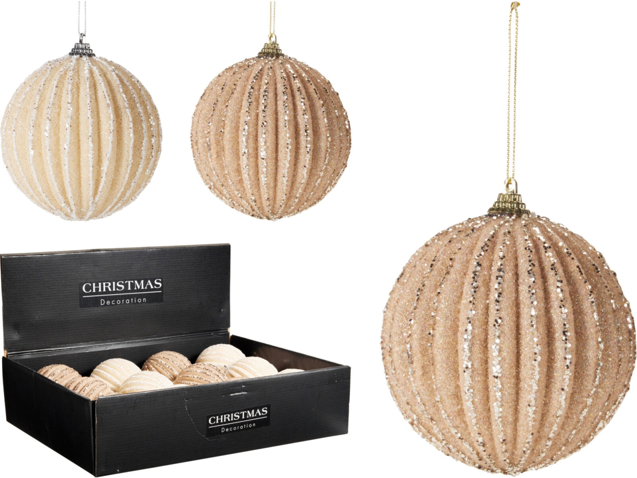 Palla natalizia in vetro 10cm per albero, 2 colori assortiti
