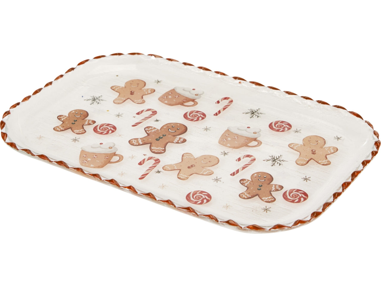 Piatto natalizio in vetro rettangolare 29x20cm