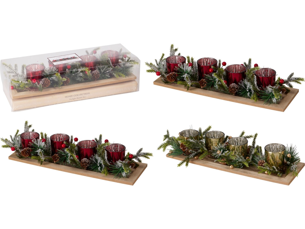 Set portacandele natalizio con 5 bicchierini, 2 fantasie assortite