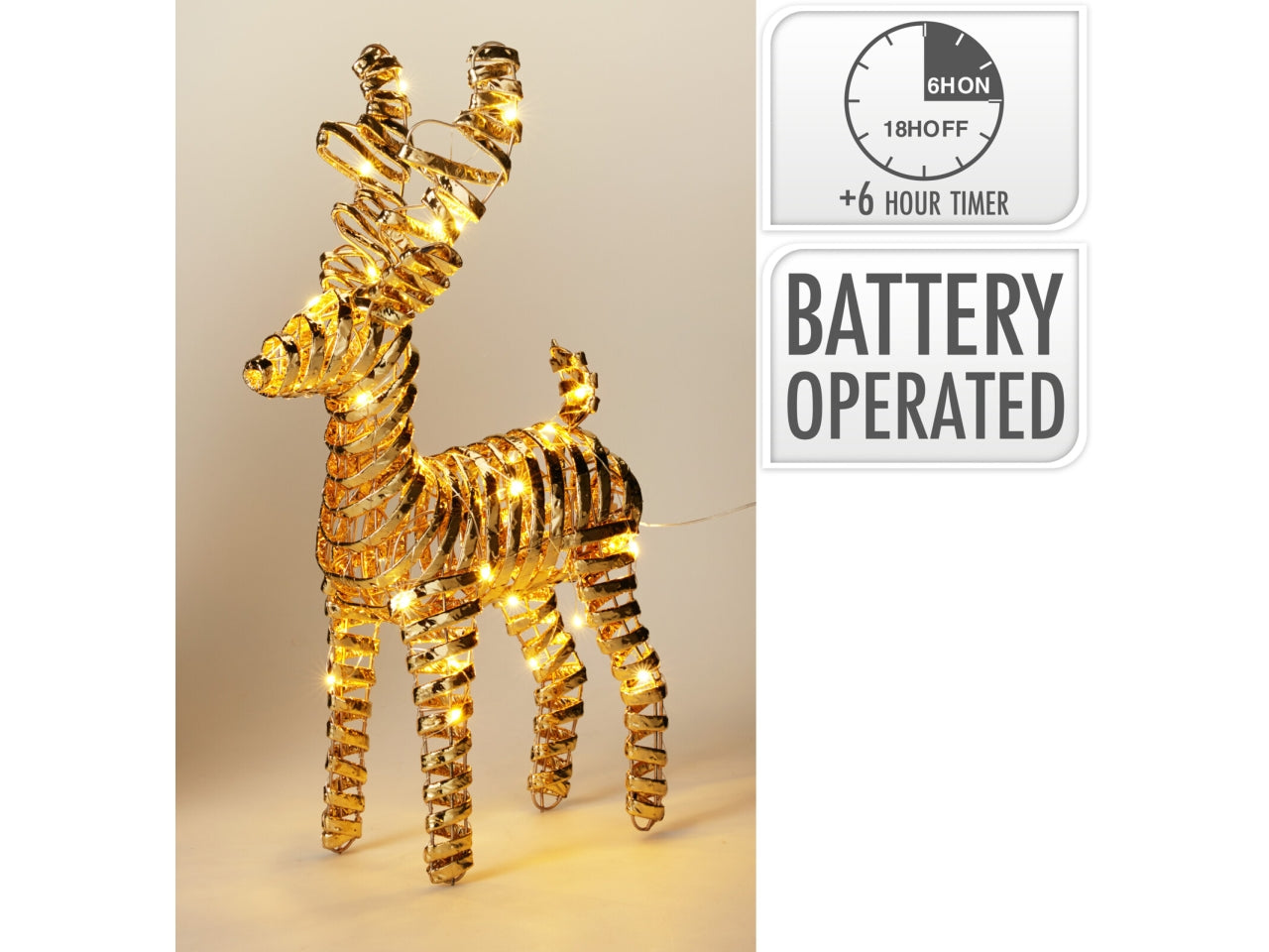 Renna natalizia 37cm con led oro