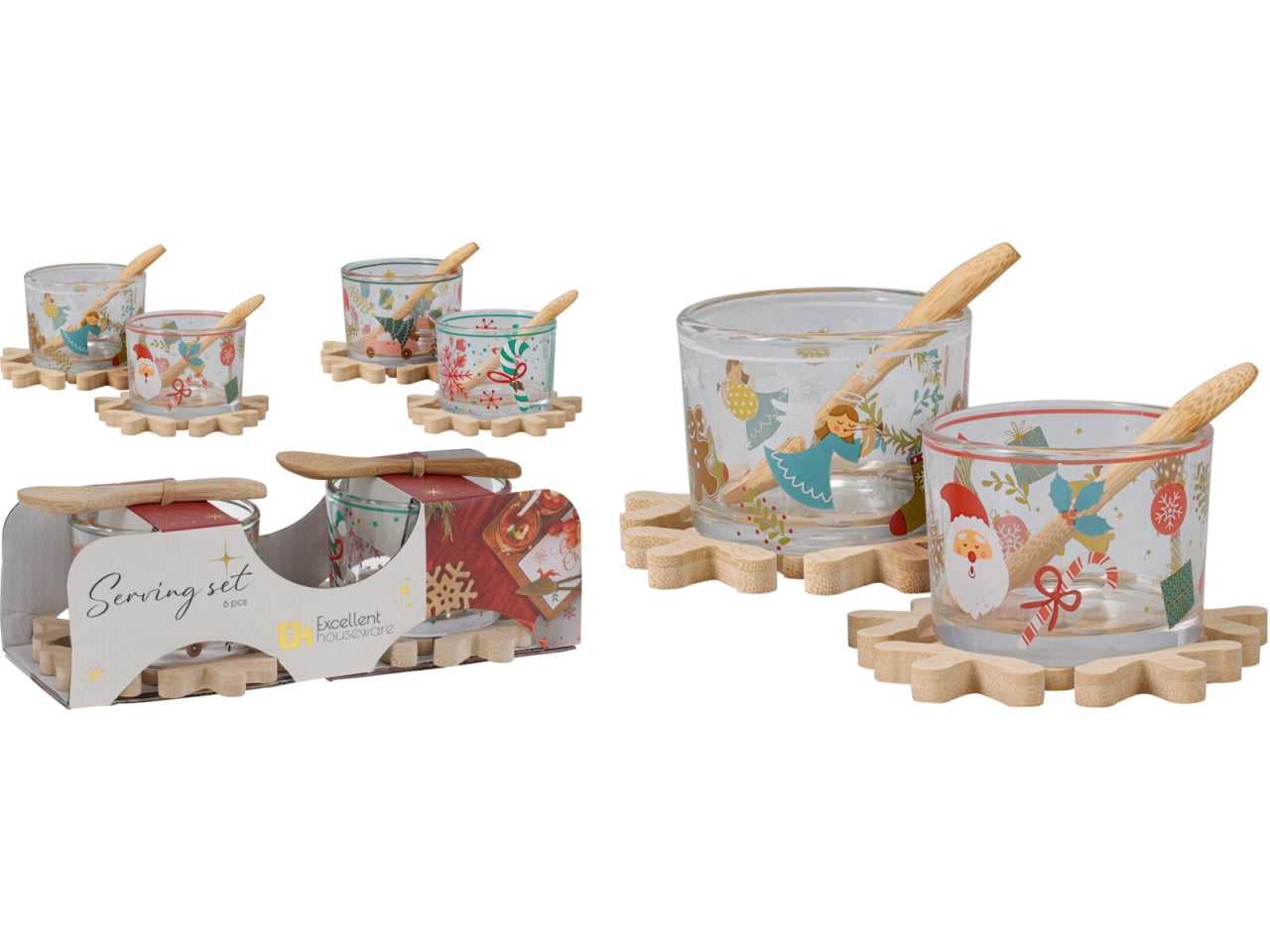 Set aperitivo con 6 ciotole natalizie, 2 assortimenti