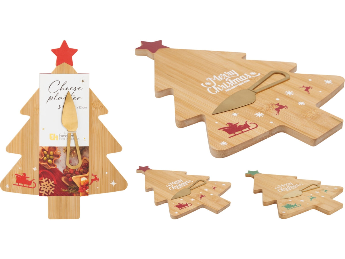 Tagliere natalizio con coltello, 2 decori assortiti