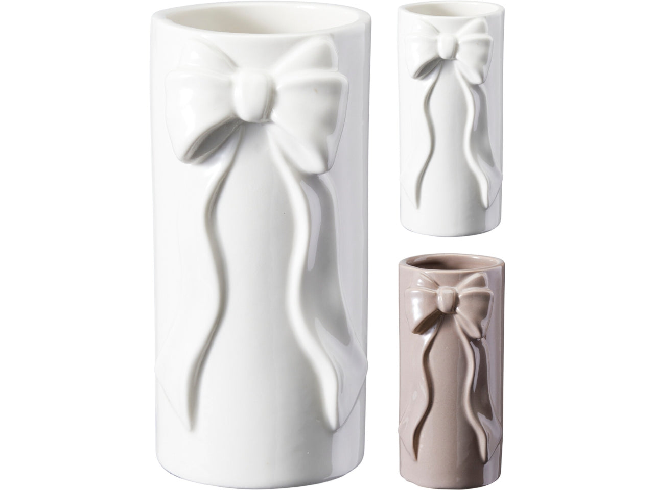 Vaso natalizio a fiocco 8x7x15cm, 2 colori assortiti