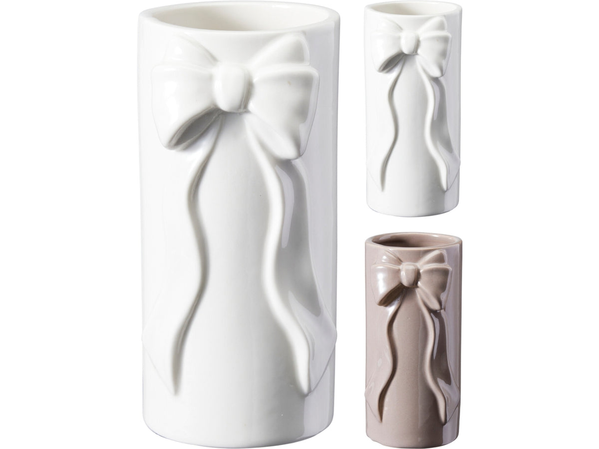 Vaso natalizio a fiocco 8x7x15cm, 2 colori assortiti