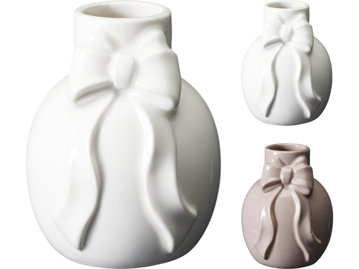 Vaso natalizio a fiocco 9x12cm, 2 fantasie assortite