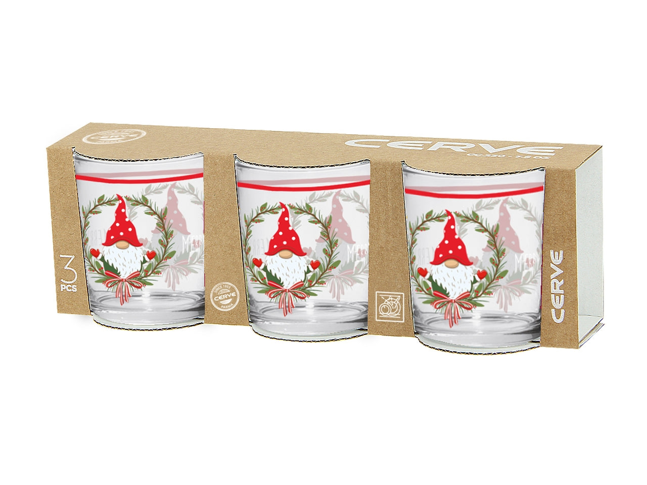 Set 6 bicchieri Merry gnome da acqua in vetro 220cc