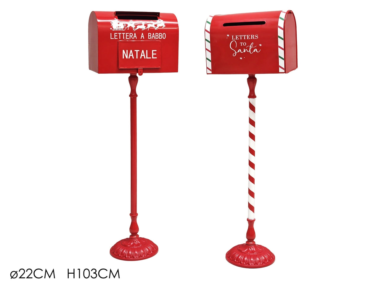 Cassetta postale maxi in metallo h.103cm rossa, 2 modelli assortiti