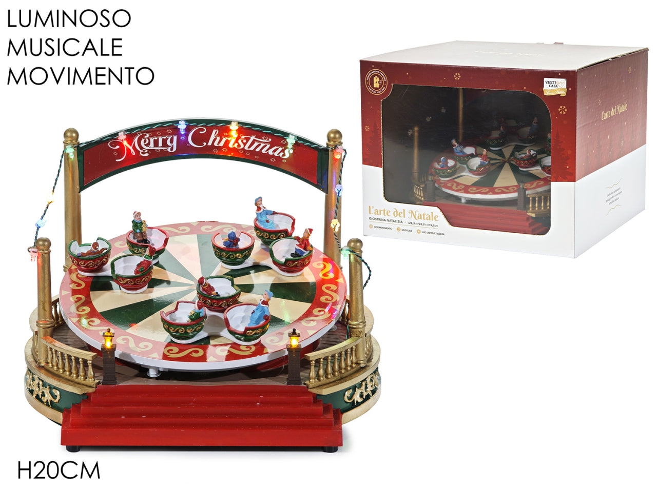 Giostra lunapark h.20cm in polistirene con luci, suoni e movimento a batteria
