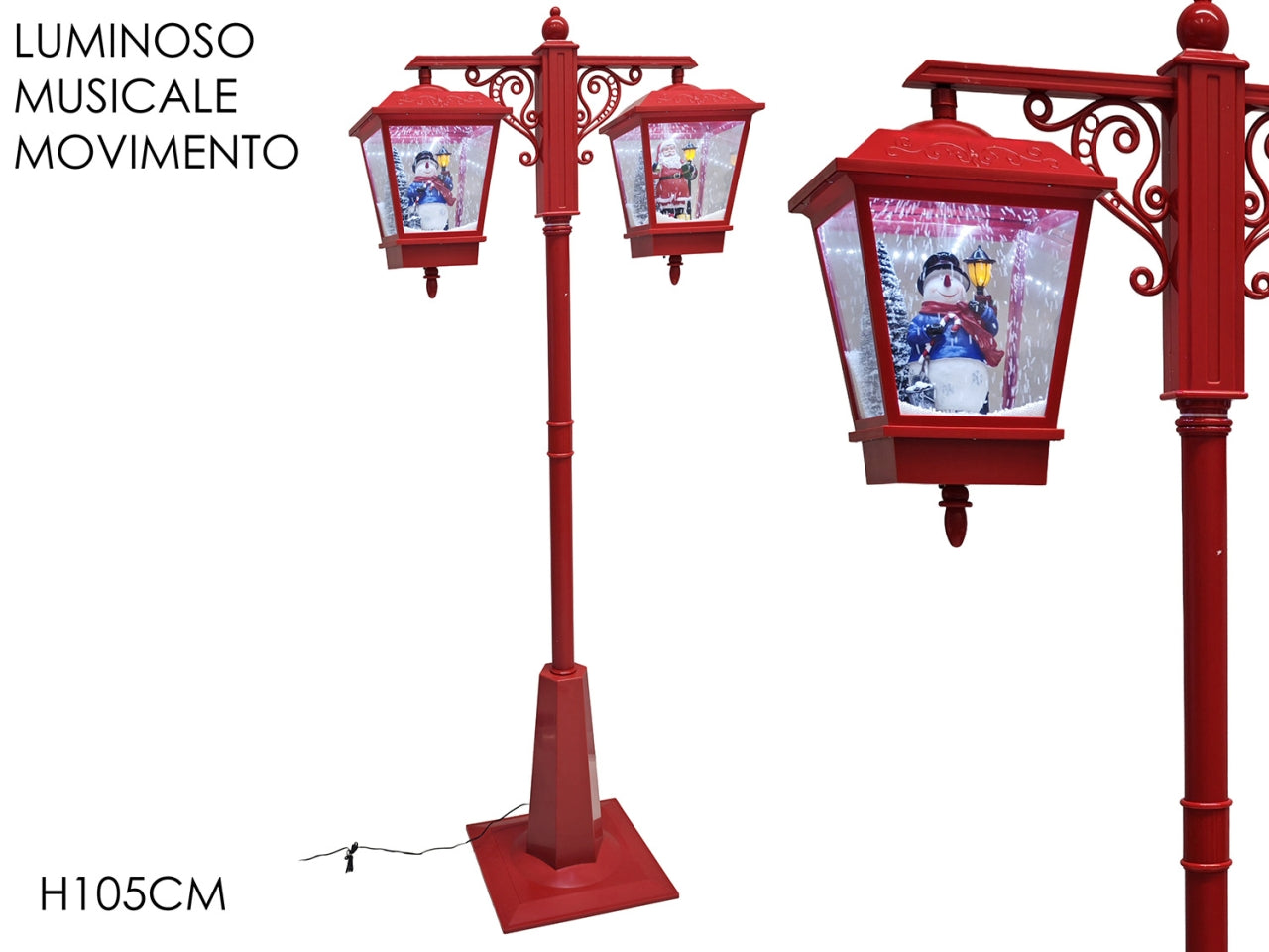 Lampione doppio maxi 190cm in polistirene con luci, suoni e movimento