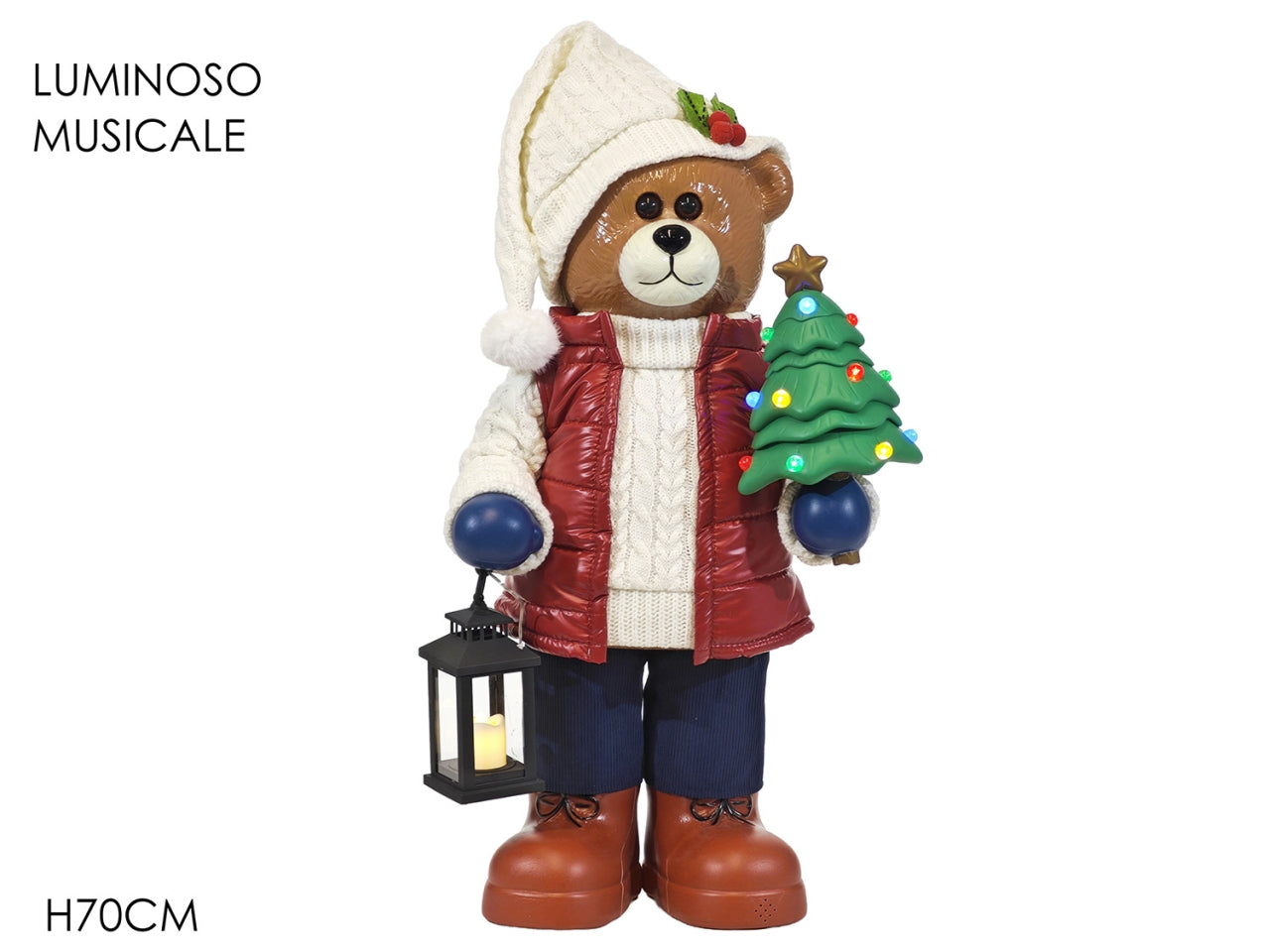 Orso maxi 70cm in poliestere con luci e suono a batteria