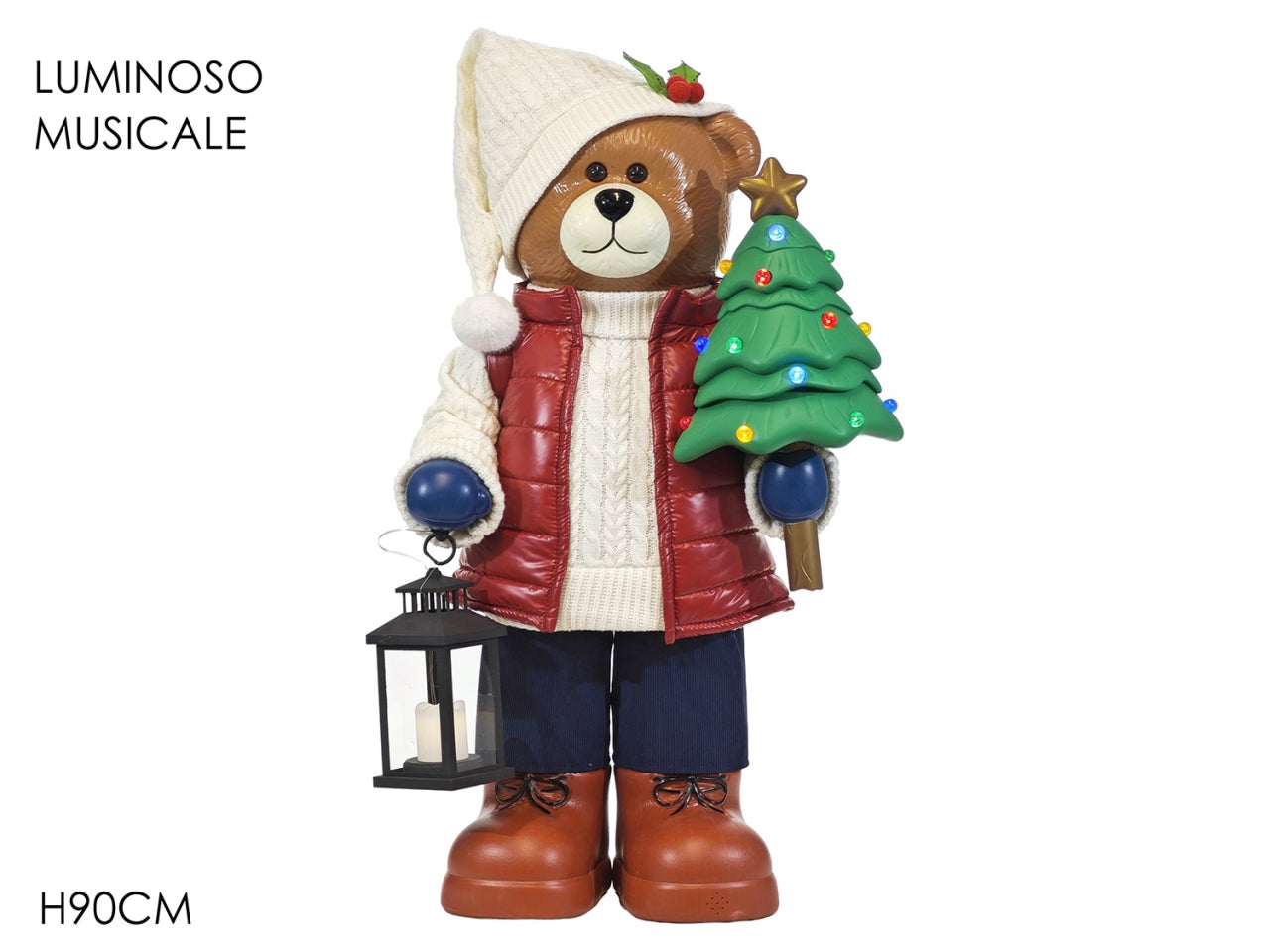 Orso maxi 90cm in poliestere con luci e suono a batteria