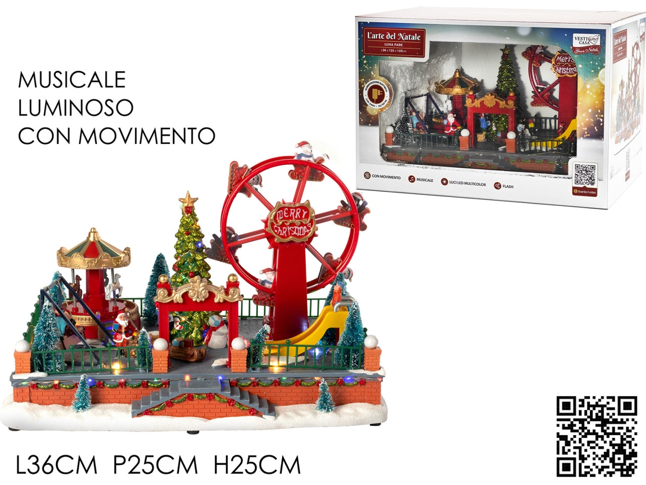 Scenario lunapark in polistirene 36xh.25cm con luci, suoni e movimento