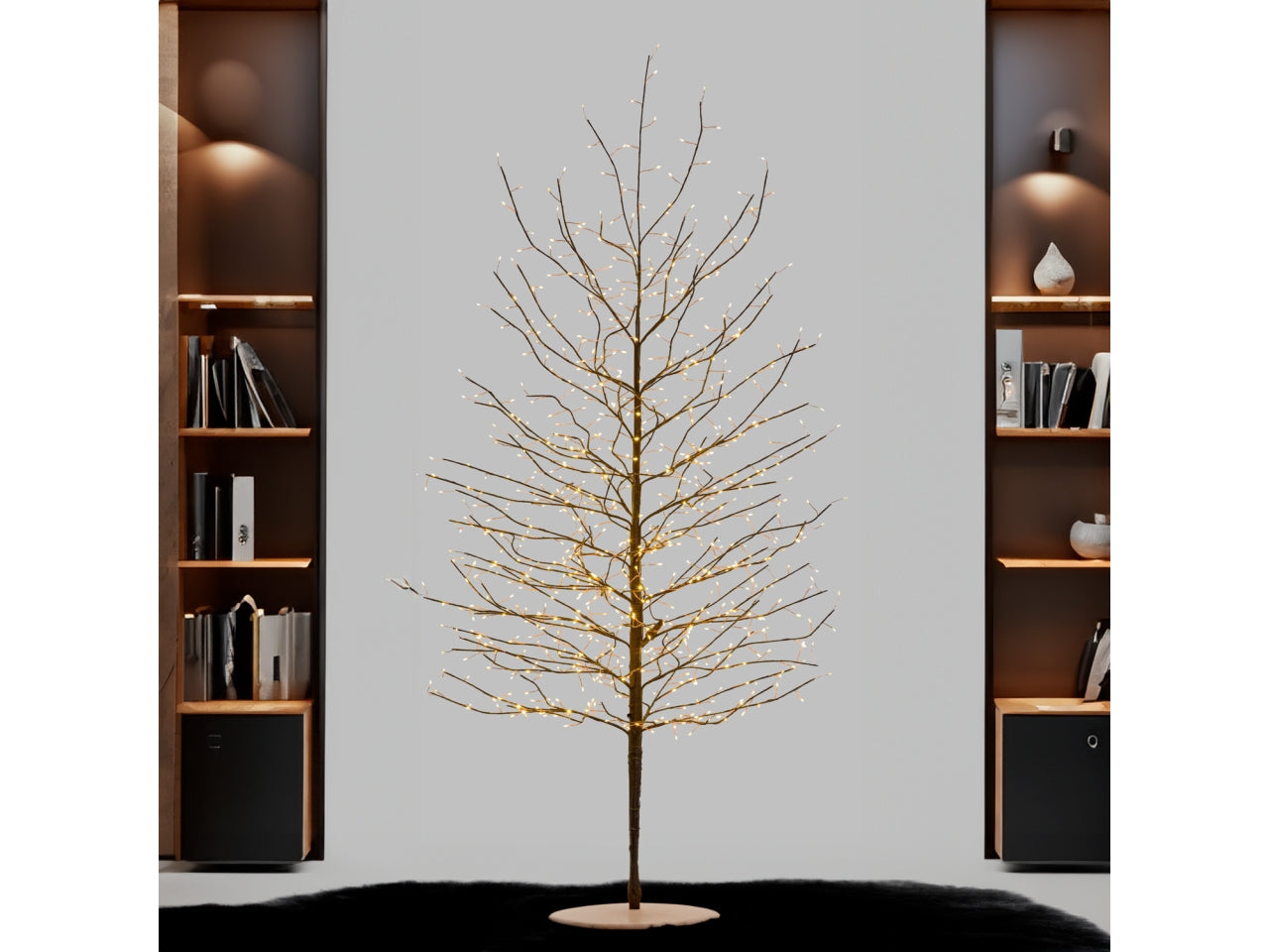 Albero ramo tiglio marrone h170cm con 784 microled bianco caldo, gioco di luce flashled diamond, rami modellabili, IP44 interno/esterno