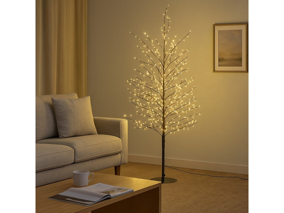 Albero ramo tiglio marrone h170cm con 784 microled bianco caldo, gioco di luce flashled diamond, rami modellabili, IP44 interno/esterno