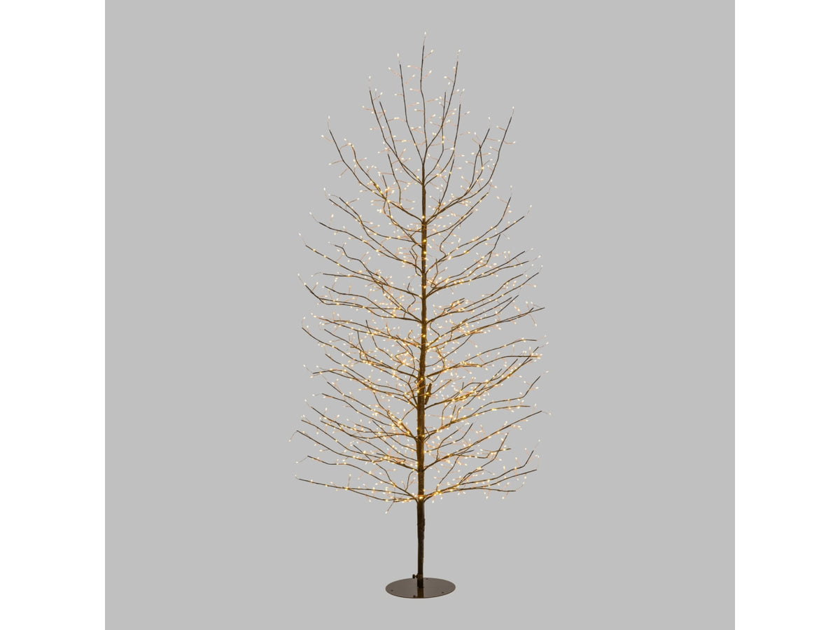 Albero ramo tiglio marrone h200cm con 1120 microled bianco caldo, gioco di luce flashled diamond, rami modellabili, IP44 interno/esterno