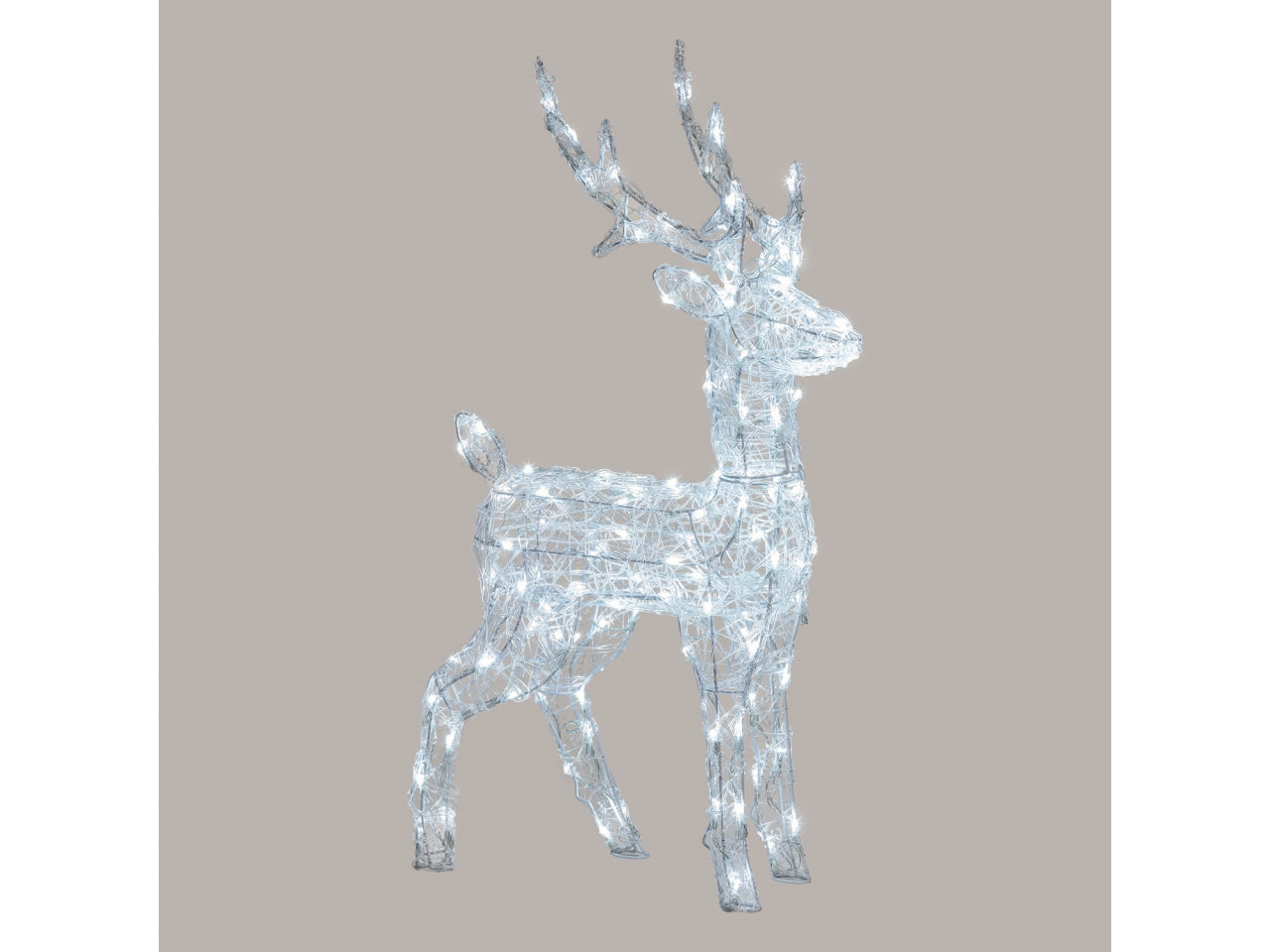 Renna luminosa 3D h.85cm con 120dual led bianco caldo + bianco freddo, per uso interno/esterno IP44