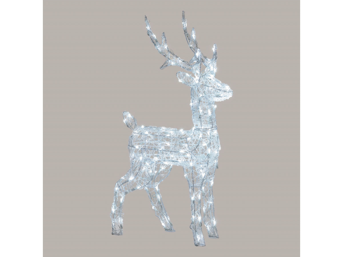 Renna luminosa 3D h.85cm con 120dual led bianco caldo + bianco freddo, per uso interno/esterno IP44