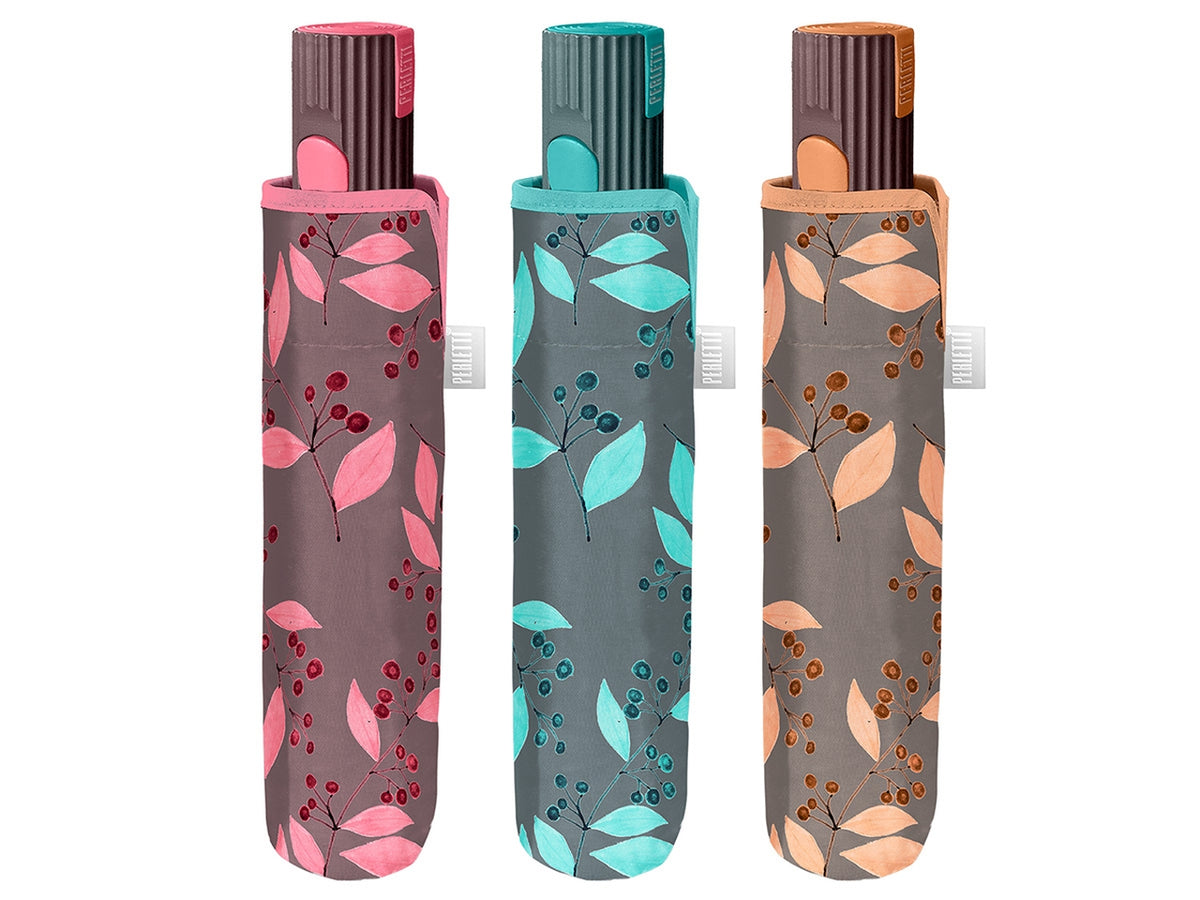 Ombrello donna mini automatico foglioline perletti