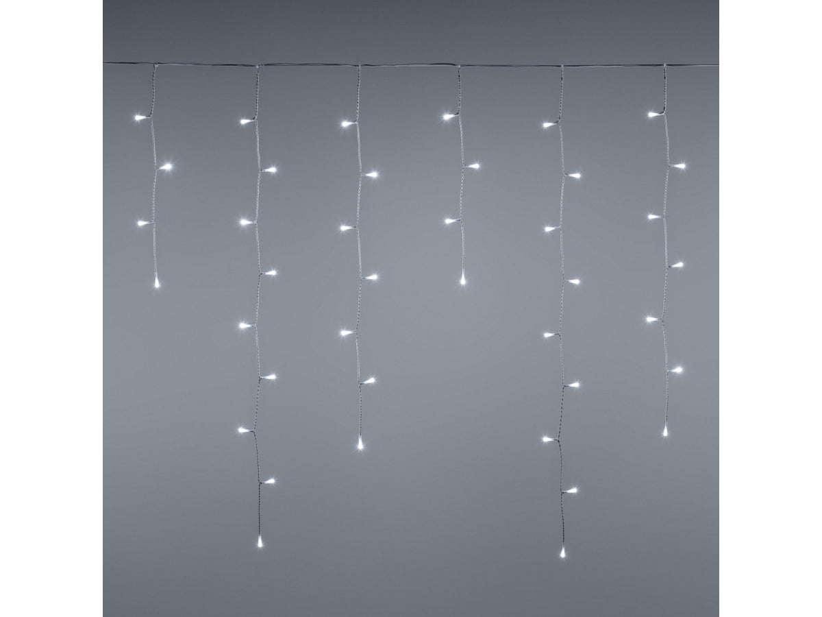 Tenda di luci 140led 360xh.90cm bianco freddo con giochi di luce, filo bianco per uso interno/esterno