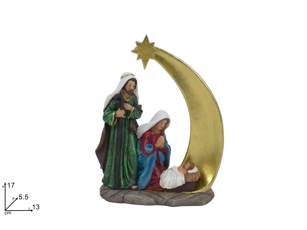 NativitÃ  con stella cometa 17cm in resina