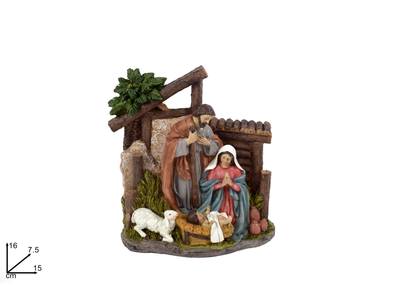 NativitÃ  colorata con capanna 17cm in resina
