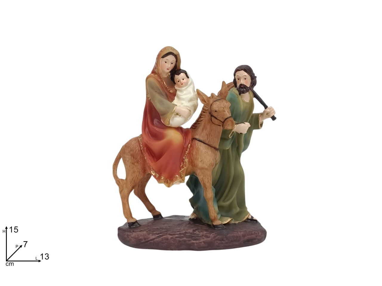 NativitÃ  con asinello 15cm colori chiari in resina