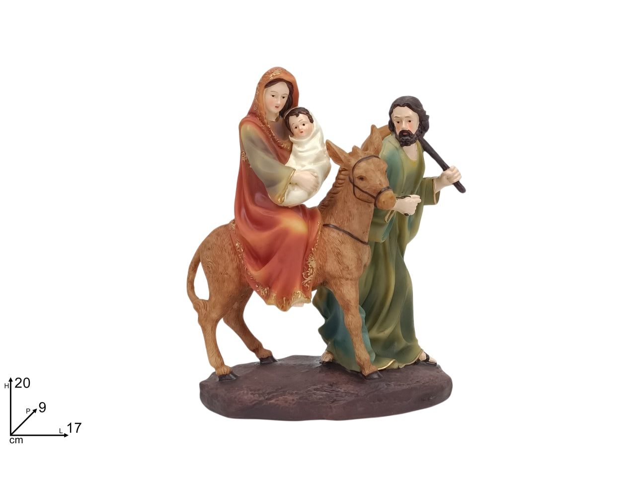 NativitÃ  con asinello 20cm colori chiari in resina