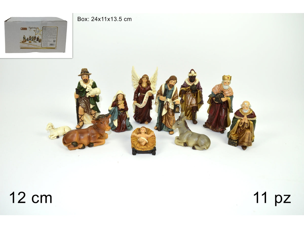 NativitÃ  in resina 12cm, set da 11 pezzi