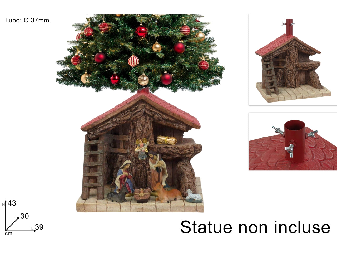 Base albero capanna vuoota per nativitÃ  39x30x43cm