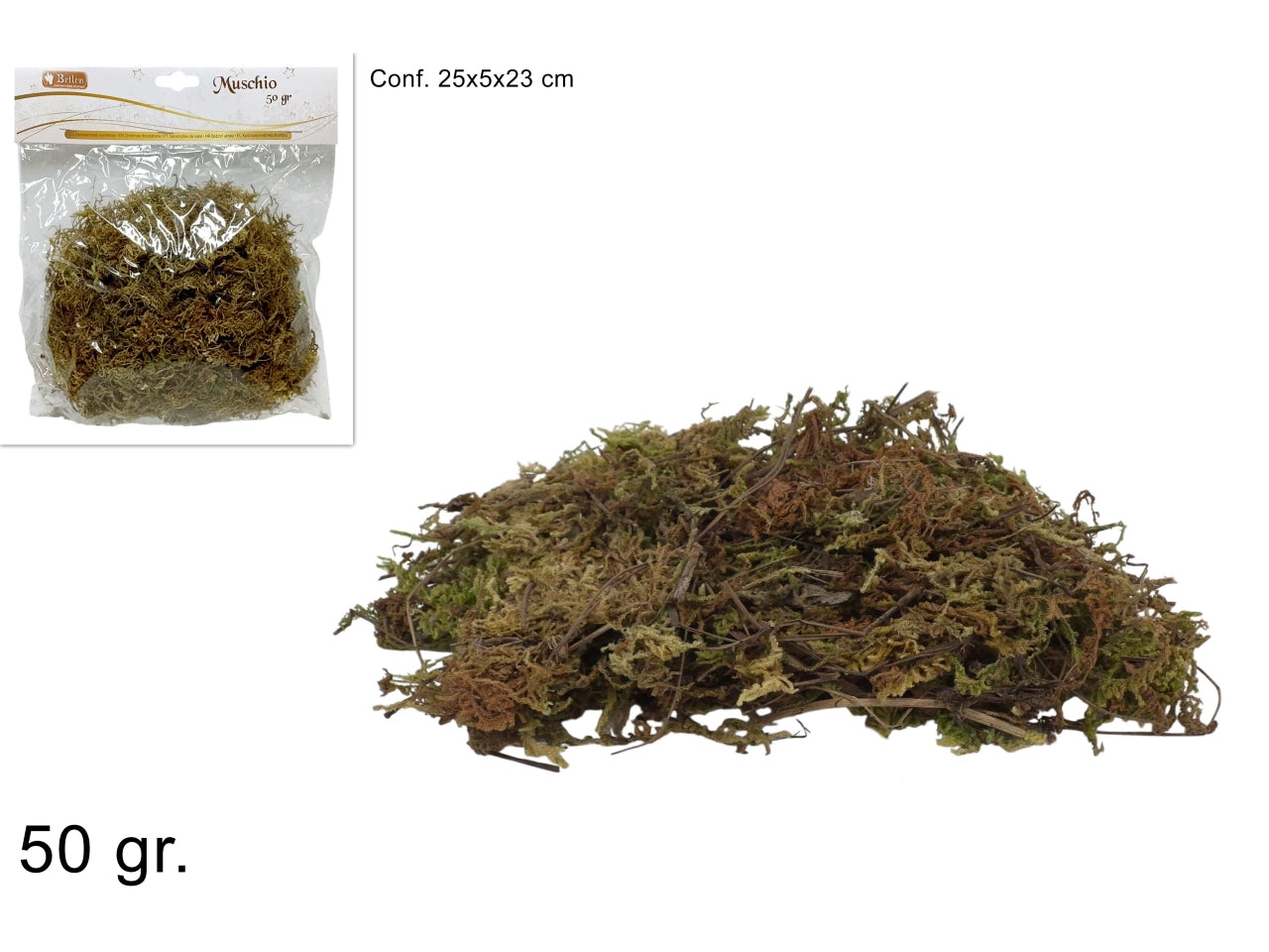 Muschio in busta 50gr marrone