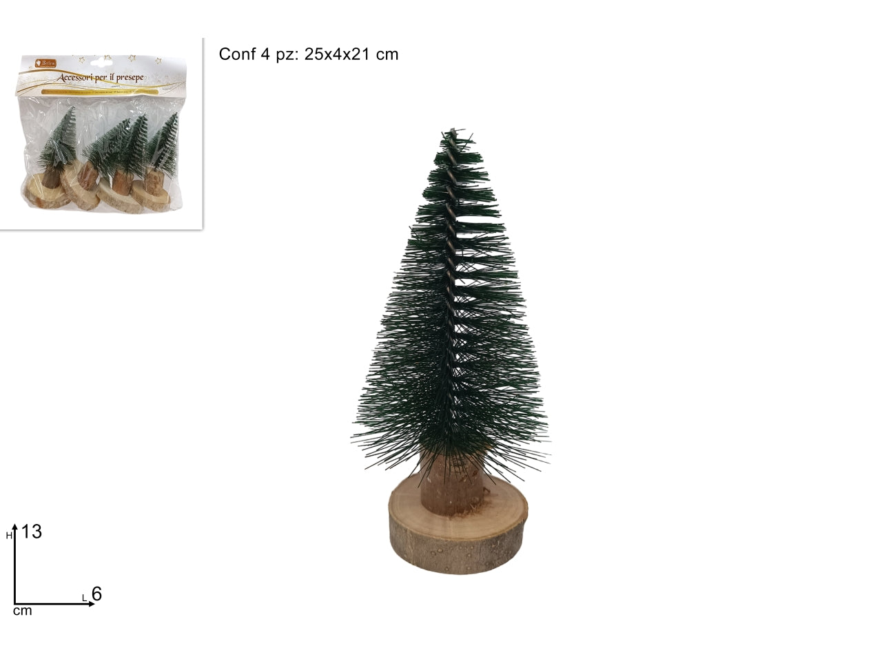 Alberi abete verde 10cm in confezione da 4 alberi