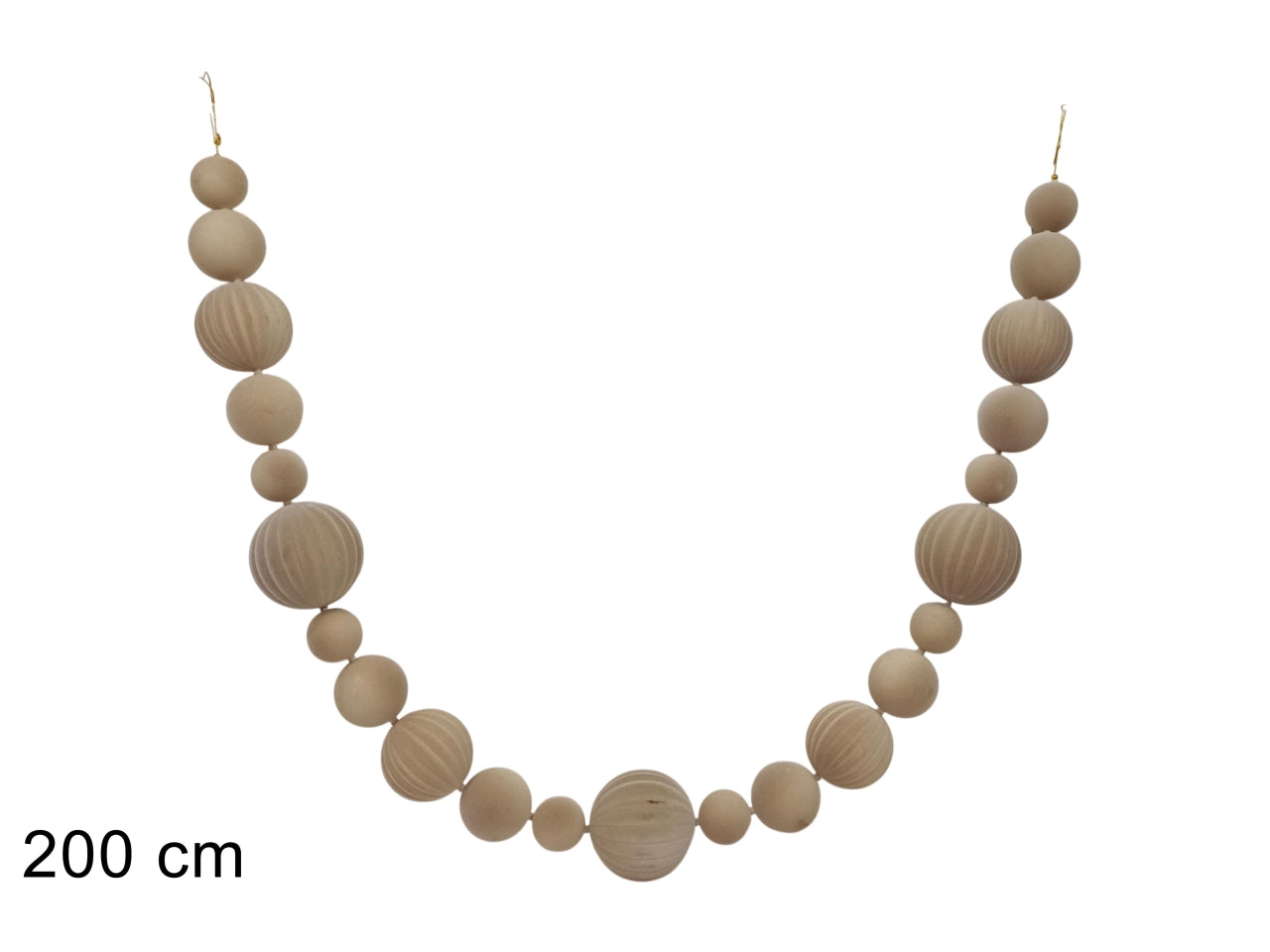 Ghirlanda di palle 200cm effetto velluto beige