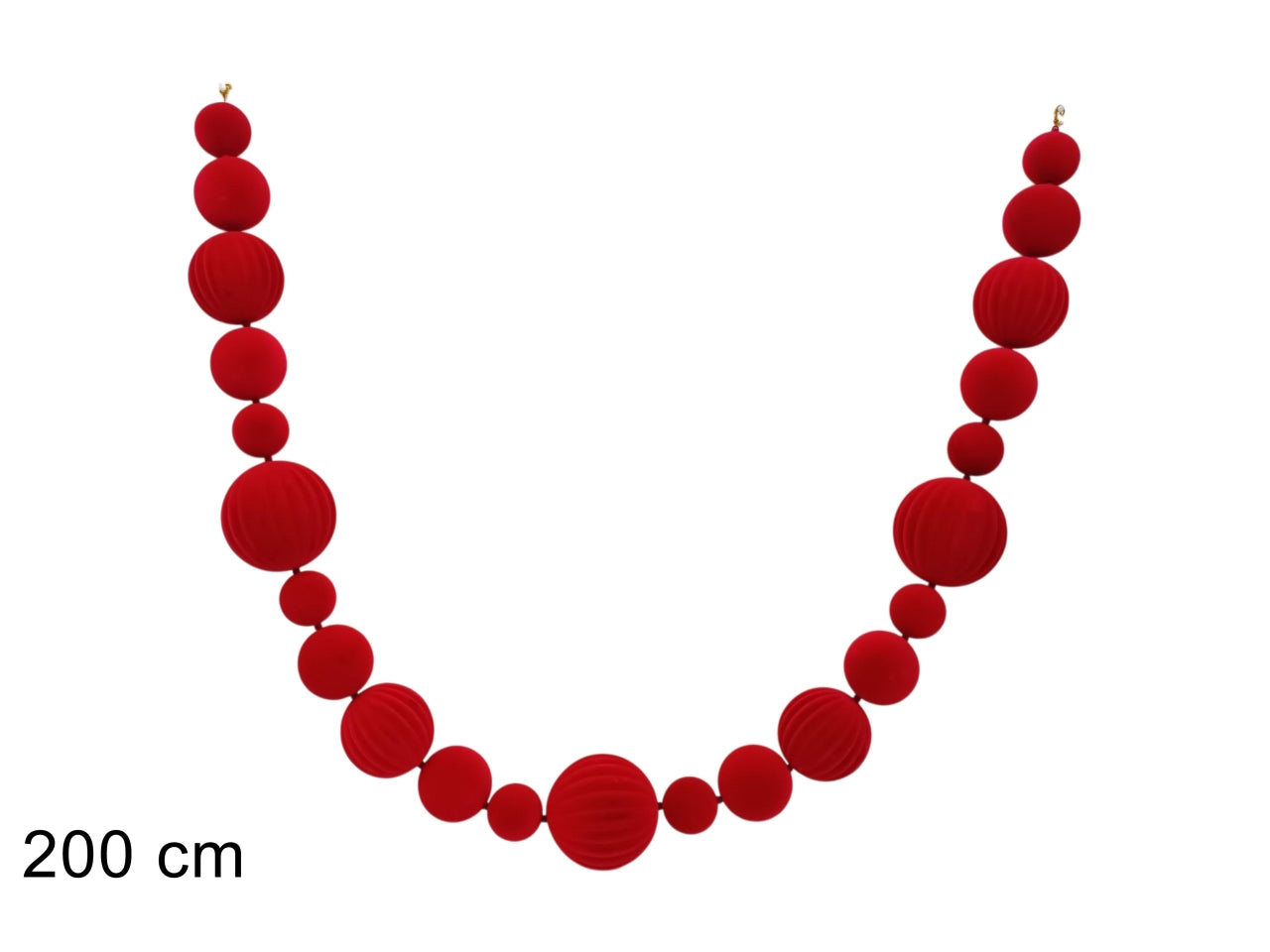 Ghirlanda di palle 200cm effetto velluto rosso