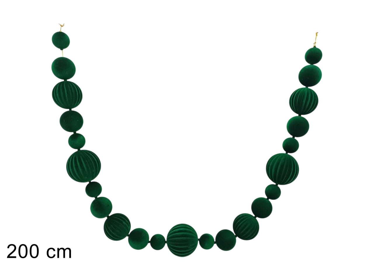 Ghirlanda di palle 200cm effetto velluto verde