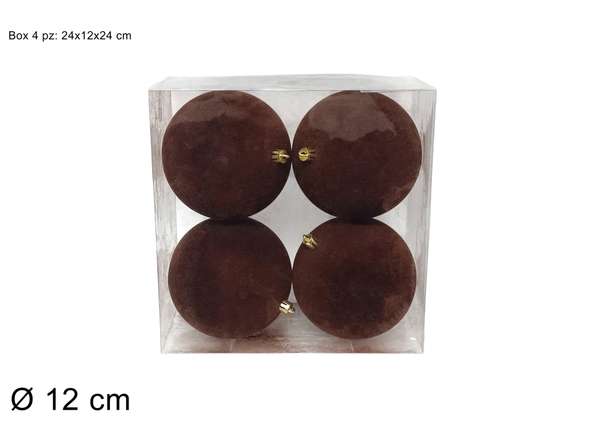 Palle 12cm in confezione da 4 pezzi floccata marrone
