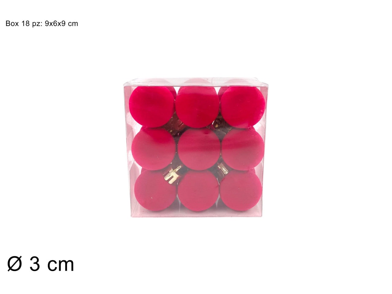 Palle 3cm in confezione da 18 pezzi floccata rossa