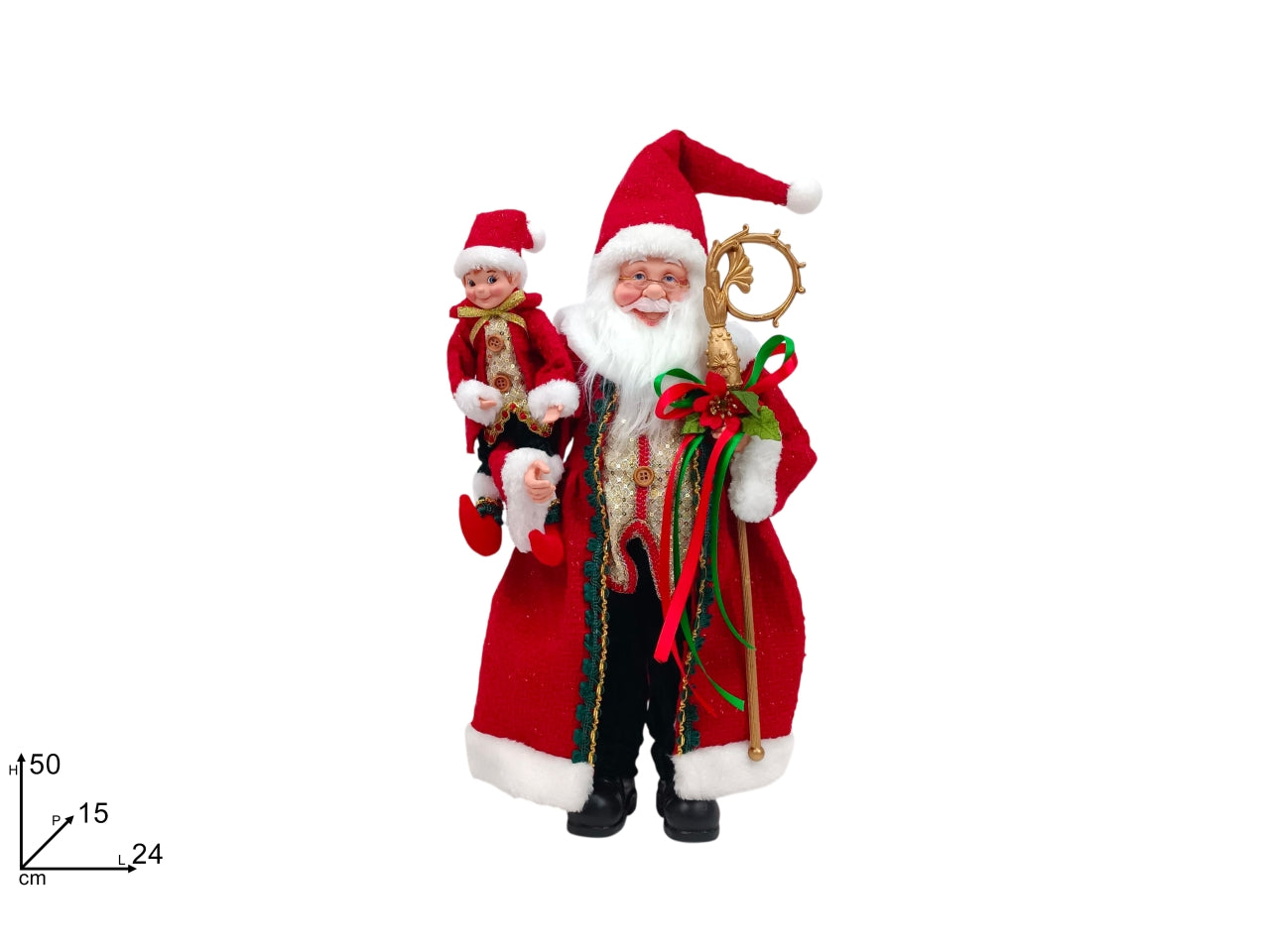 Babbo Natale 50cm con elfo natalizio