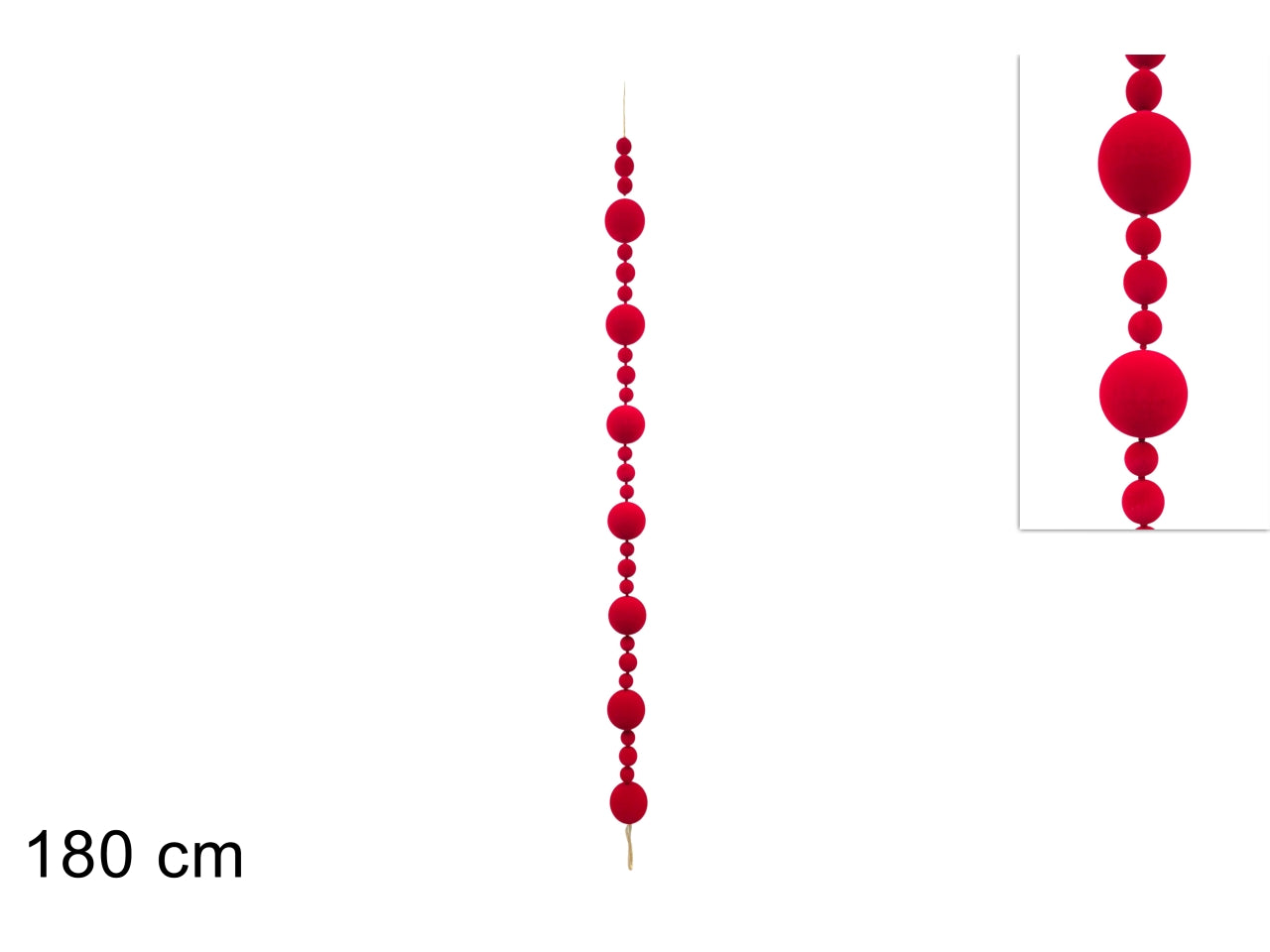 Ghirlanda 180cm con palline in velluto rosso