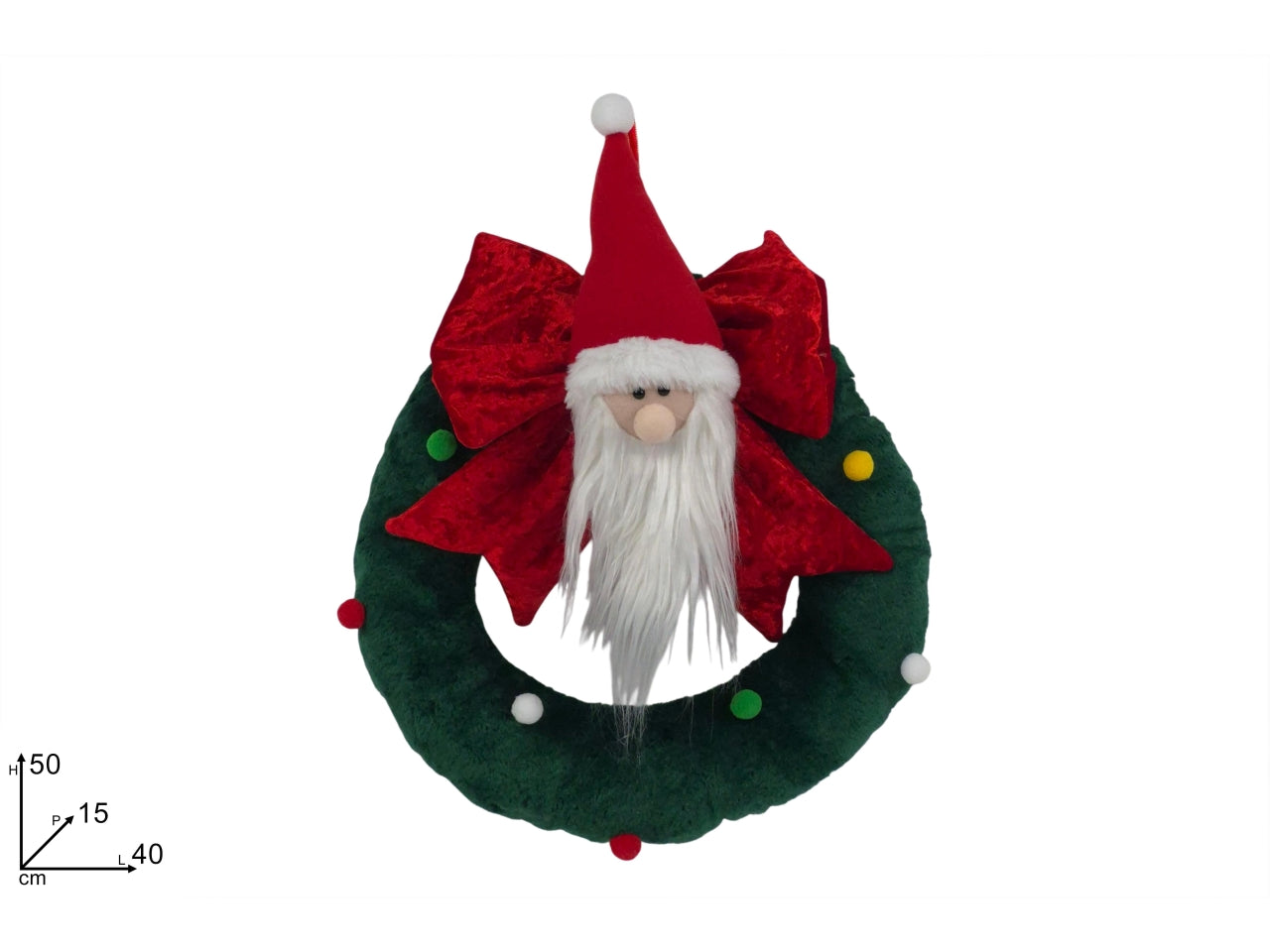 Dietroporta 40cm con Babbo Natale e fiocco